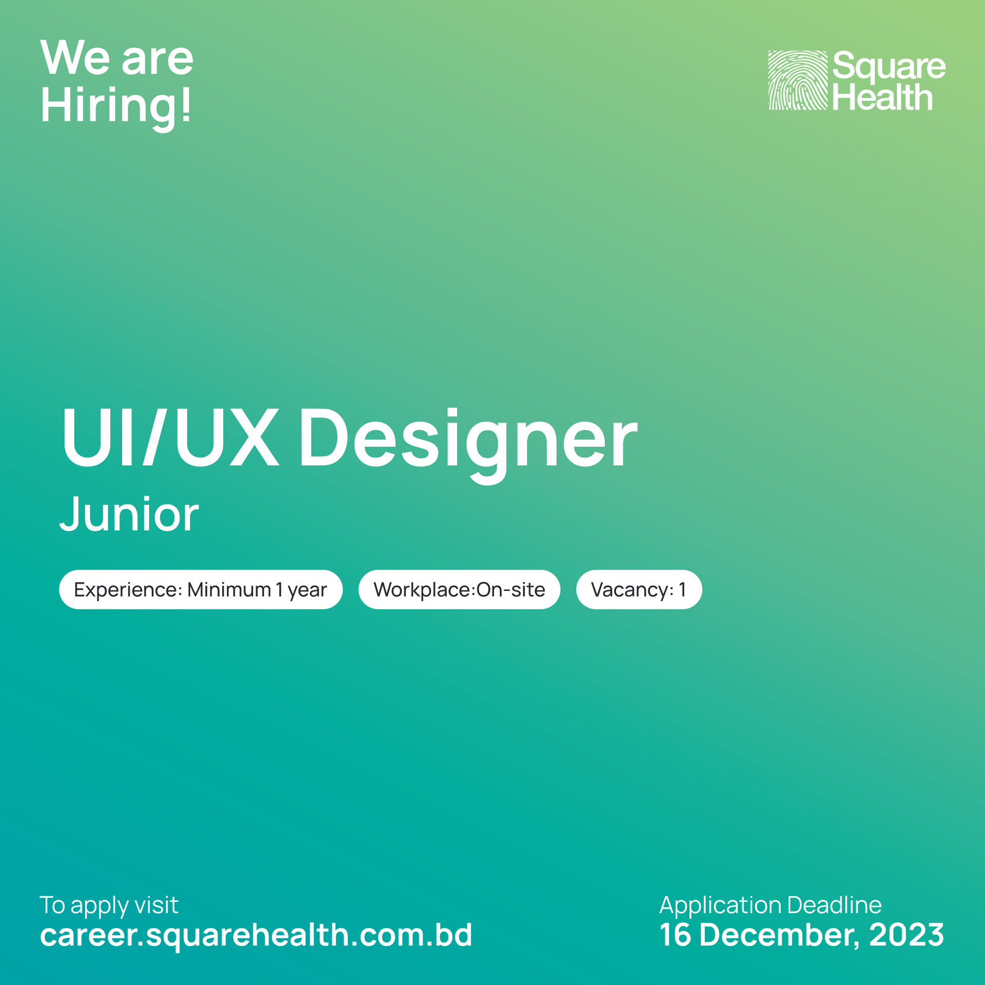 UI/UX Designer (Junior) - Square Health Ltd.