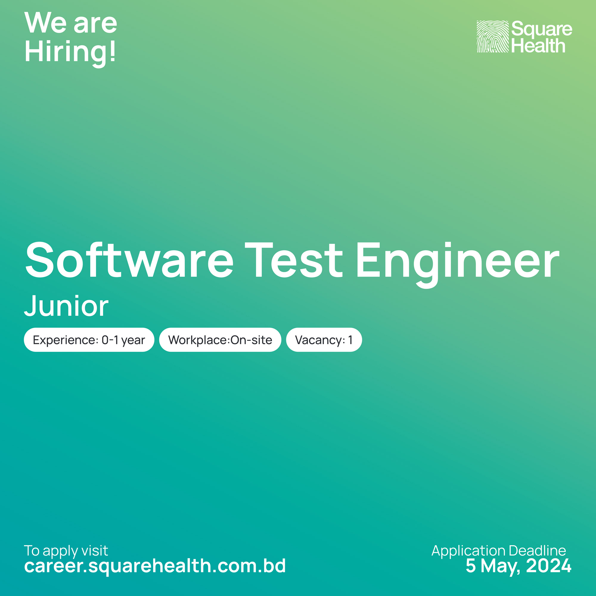 Junior Software Test Engineer - Square Health Ltd.